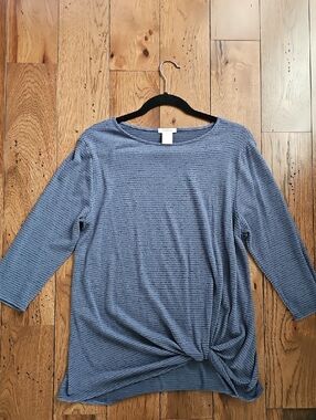 Matty M Blue Twist-Front Long Sleeve Top
